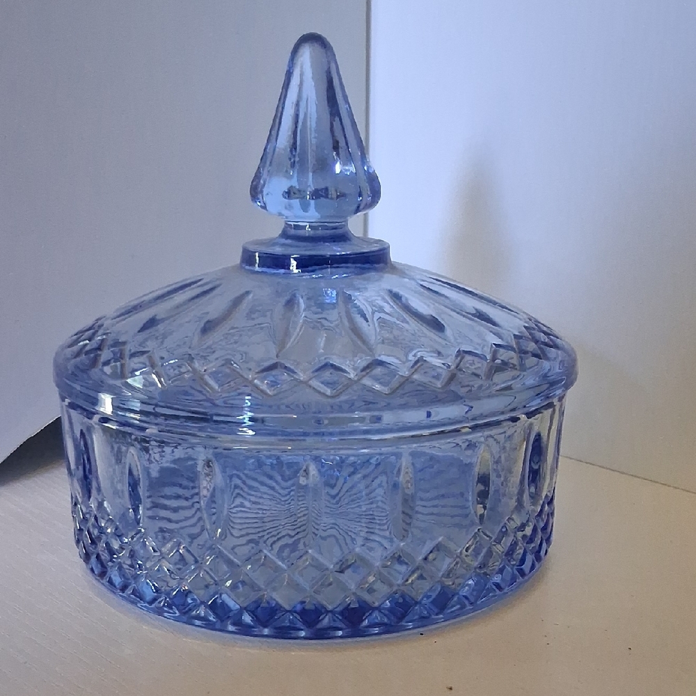 Elegant Blue Glass Candy Dish